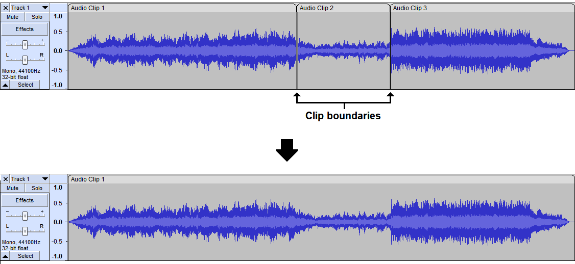 Split and join clips Learning Audacity